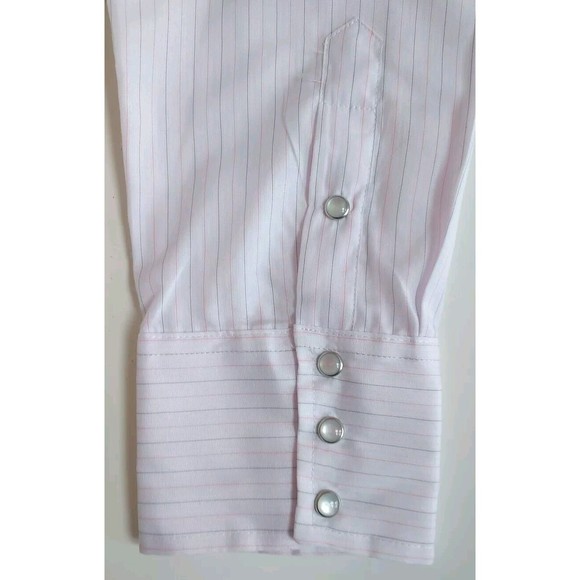 Mens Roper Pearl Snap Palest Pink Pin Striped Long Sleeved Shirt Size Large - Picture 5 of 9